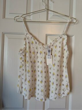 Wilfred Ivory Floral Spaghetti Strap Cami with Yellow & Lavender Blooms